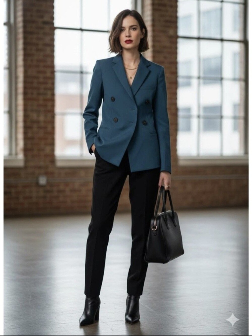 Argent Performance Double-Breasted Blazer in teal and Orange Lining - Picture 2 of 7